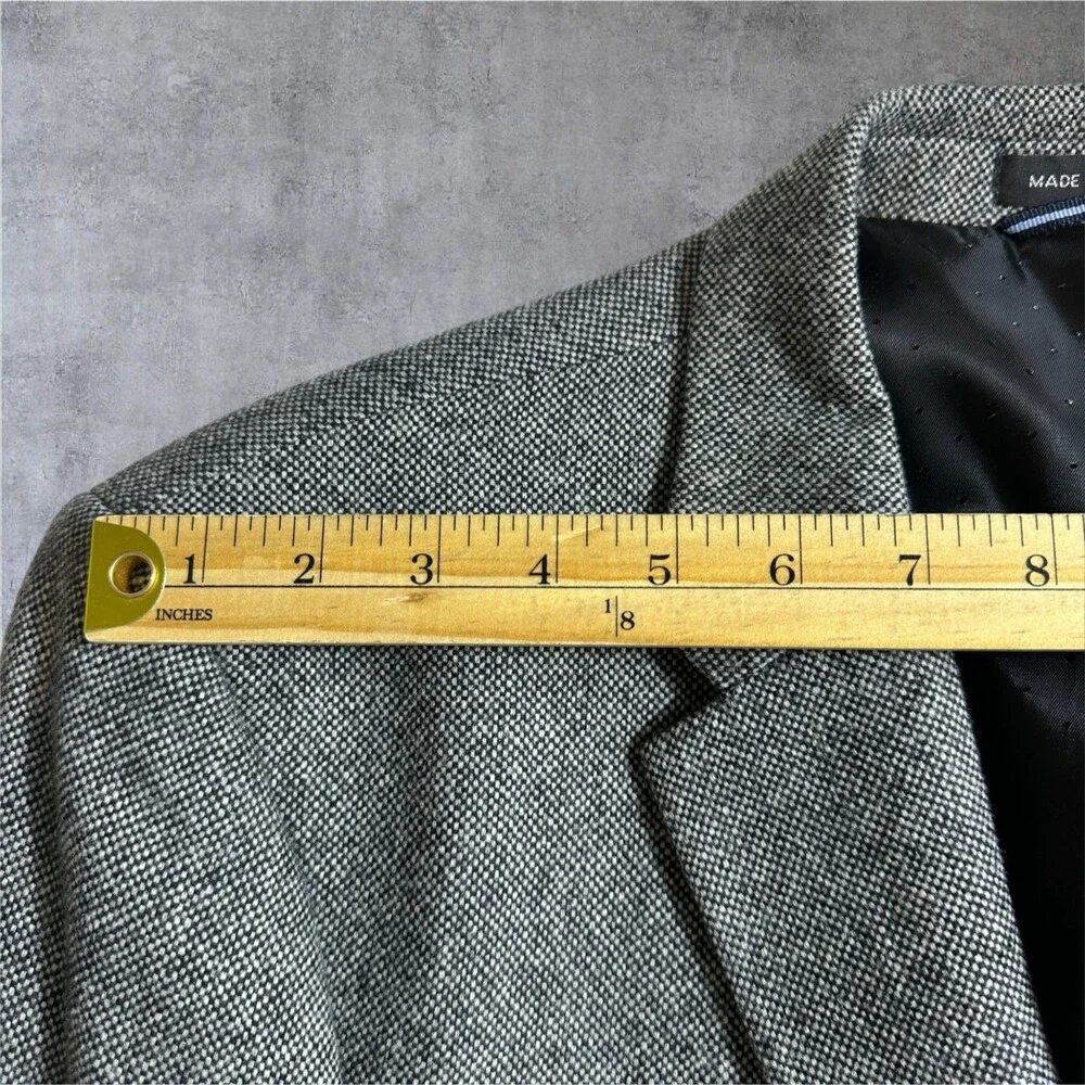 TOMMY HILFIGER Mens Sport Coat 46R 2-Button Blazer Jacket Gray Wool Blend Tweed
